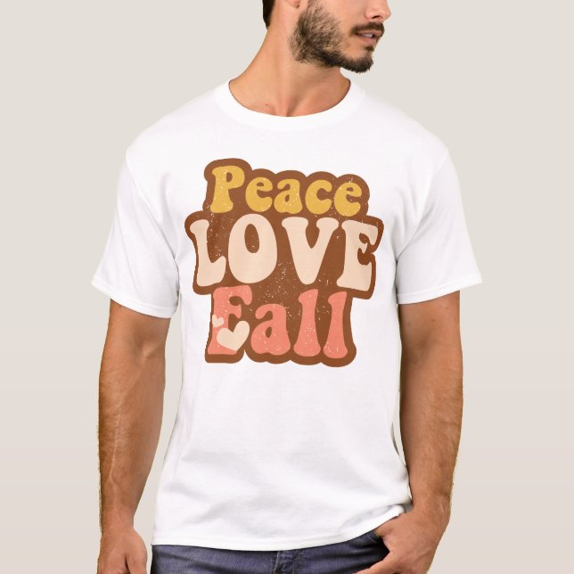 Camiseta Peace Love Fall Halloween Groovy Fall (Anverso)