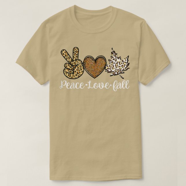 Camiseta Peace Love Fall Leopard Otoño Fall Thankful Hallo (Diseño del anverso)
