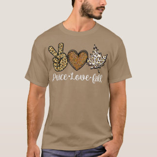 Camiseta Peace Love Fall Leopard Otoño Fall Thankful Hallo