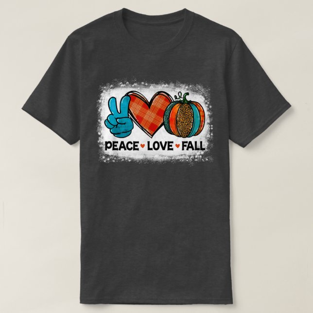 Camiseta Peace Love Fall Leopard Pumpkin Halloween Vibes Bl (Diseño del anverso)