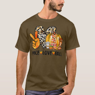 Camiseta Peace Love Fall Leopard Pumpkin Otoño Happy Gracia