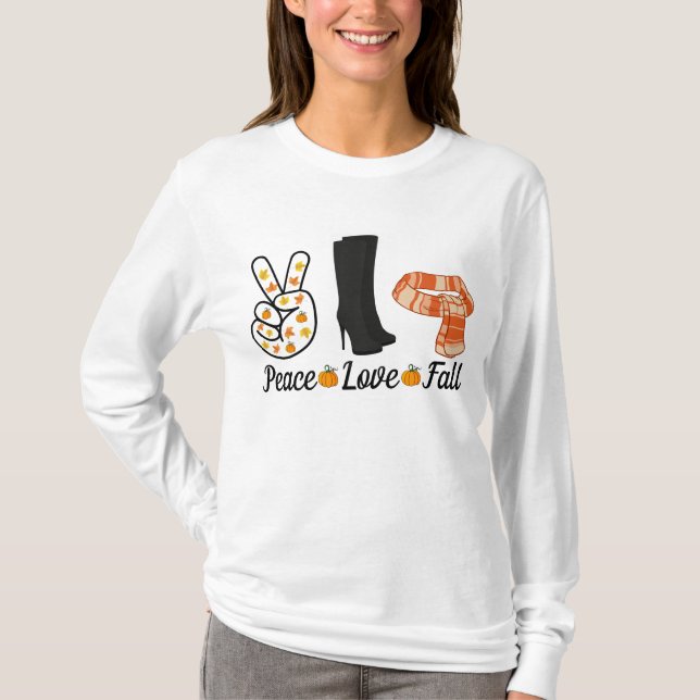 Camiseta Peace Love Fall Long-Sleeve T-Shirt (Anverso)