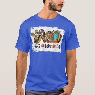 Camiseta Peace Love Fall Otoño Leopard Heart Pumpkin Gracia