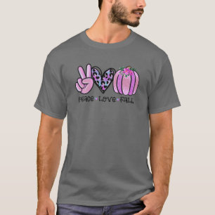Camiseta Peace Love Fall Pumpkin Leopard Heart Fall Thankg