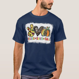 Camiseta Peace Love Fall Vibes Pumkin Season Spookone Seaso