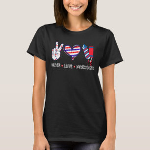 Camiseta Peace Love Fireworks Bandera Estados Unidos 4 De J