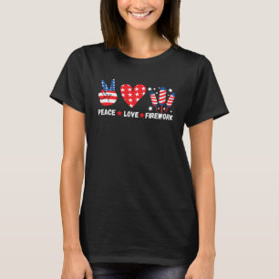 Camiseta Peace Love Fireworks Freedom America bandera de lo