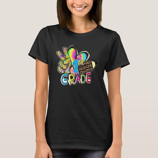 Camiseta Peace Love First Grade Grade Teacher Team 1st Grad (Anverso)
