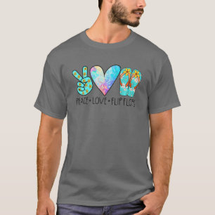 Camiseta Peace Love Flip Flops Beach Vibes vacaciones de ve
