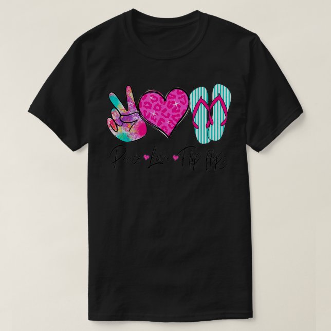 Camiseta Peace Love Flip Flops Funny Hello Summer Vibes Bea (Diseño del anverso)