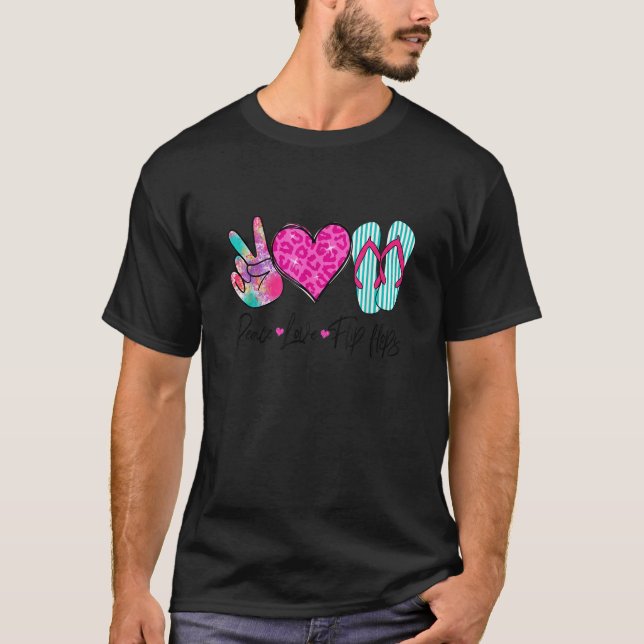 Camiseta Peace Love Flip Flops Funny Hola Summer Vibes Bea (Anverso)