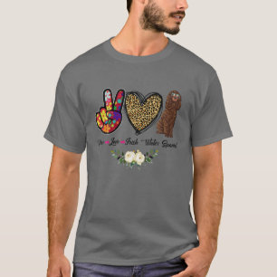 Camiseta Peace Love Floral Irish Water Spaniel Mom Dog Mom