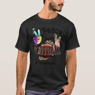 Camiseta Peace Love Football Grammy Life Mom Grandma Leopar