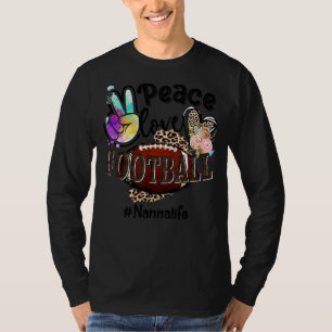 Camiseta Peace Love Football Nanna Life Mom Grandma Leopard
