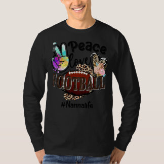 Camiseta Peace Love Football Nanna Life Mom Grandma Leopard