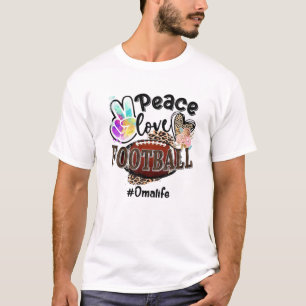 Camiseta Peace Love Football Oma Life Mom Grandma Leopard