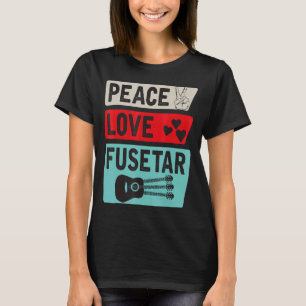 Camiseta Peace Love Fusetar Instrumento de guitarra Fusetar