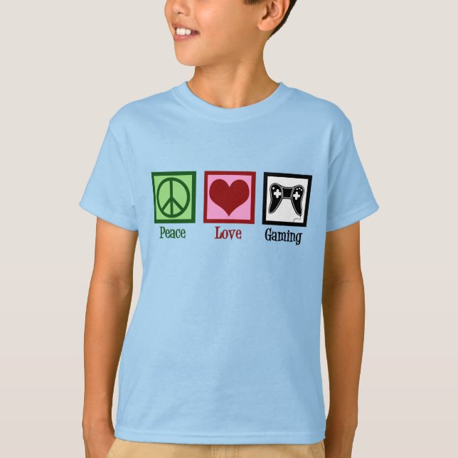 Camiseta Peace Love Gaming Cute Video Game Player Kids (Anverso)