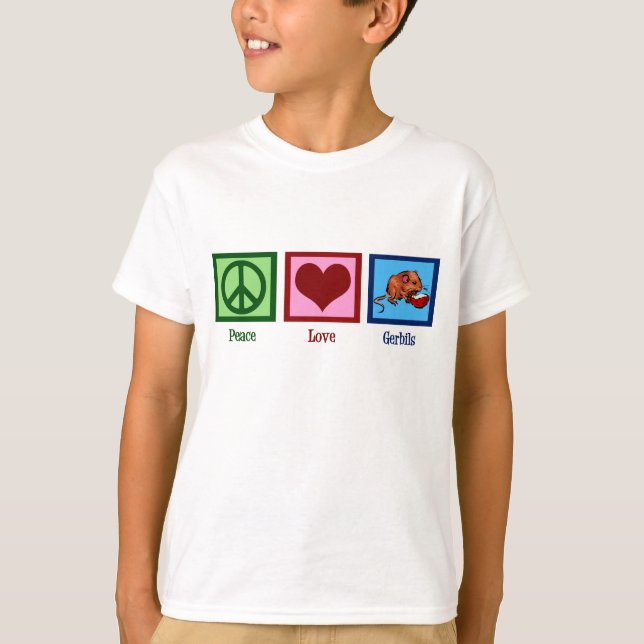 Camiseta Peace Love Gerbils Kids (Anverso)