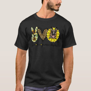 Camiseta Peace Love German Shepherd Dog Sunflower