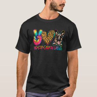 Camiseta Peace Love German Shepherd Tie Dye Dog Lover
