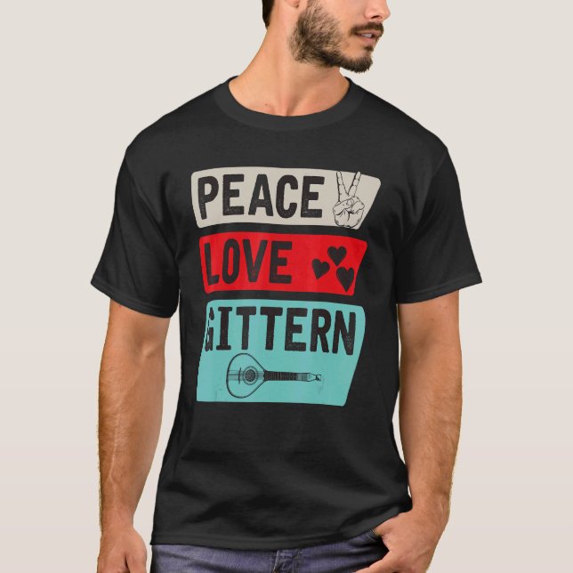 Camiseta Peace Love Gittern Instrumento musical Gittern Pla (Anverso)