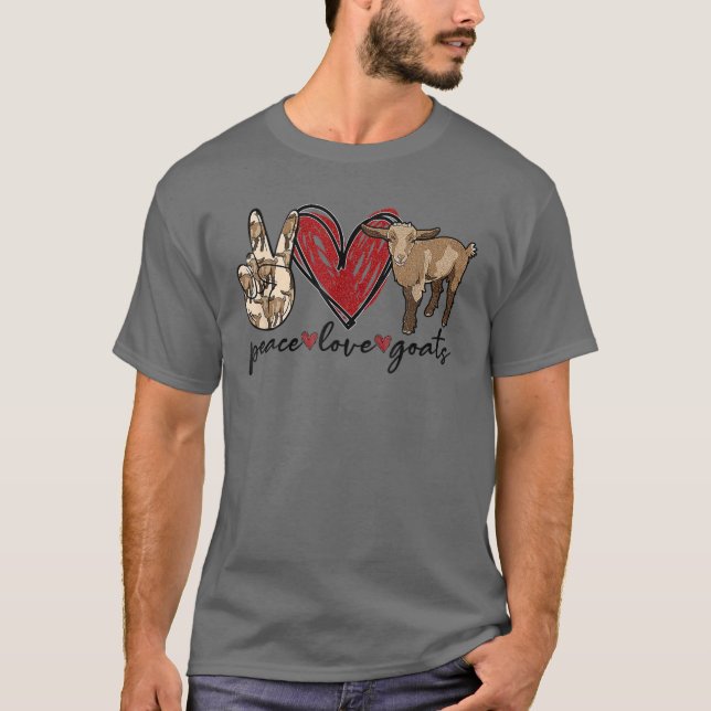 Camiseta Peace Love Goats Funny Farm Chica Goat Lover Para  (Anverso)