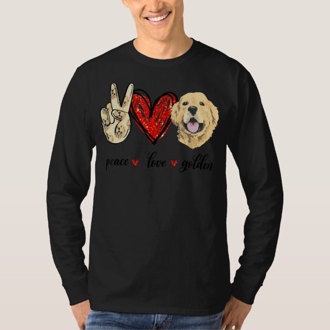 Camiseta Peace Love Golden Dog Golden Retriever Mom (Anverso)
