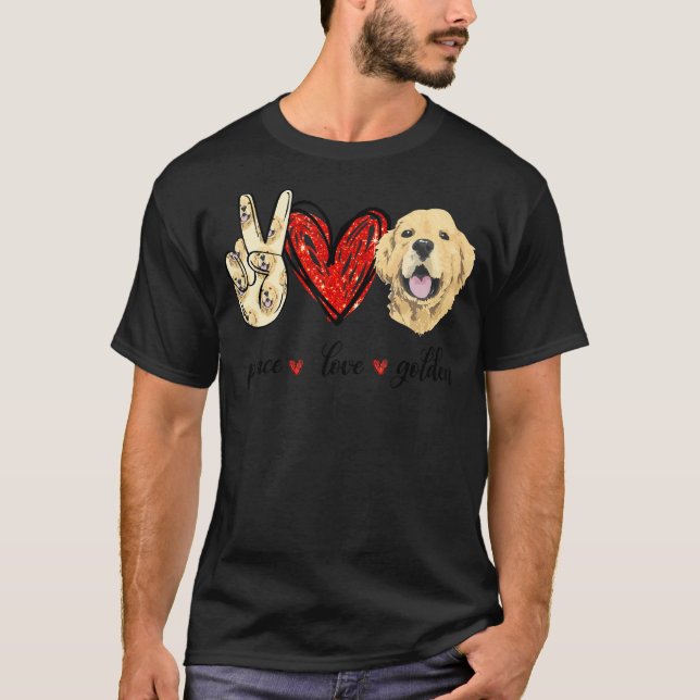 Camiseta Peace Love Golden Dog Golden Retriever Mom (Anverso)