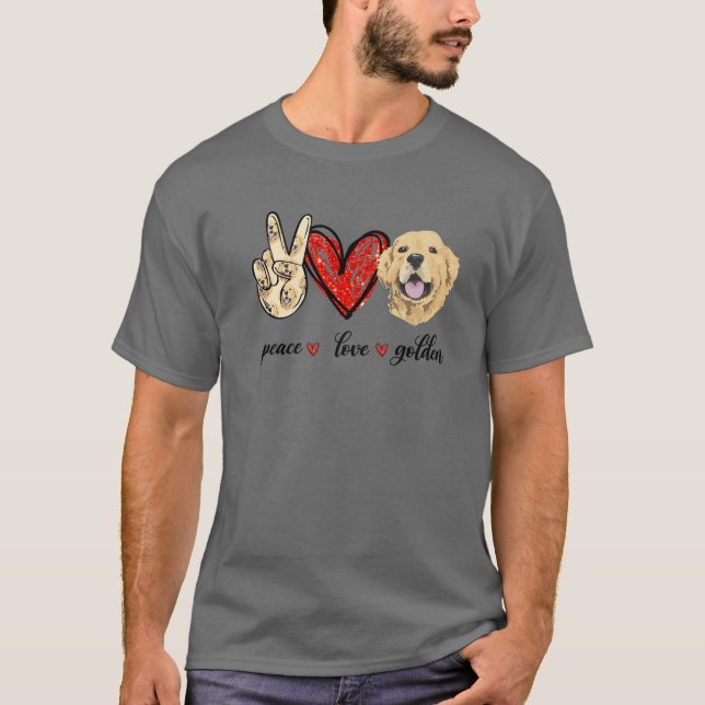 Camiseta Peace Love Golden Dog Lover Golden Retriever (Anverso)
