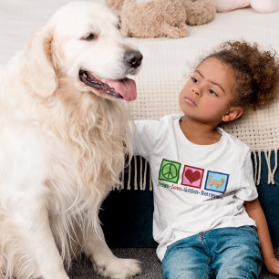 Camiseta Peace Love Golden Retrivers Cute Kids