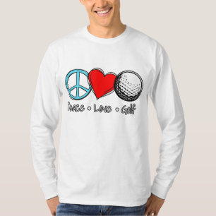 Camiseta Peace Love Golf diciendo para los golfistas