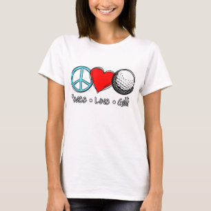 Camiseta Peace Love Golf diciendo para los golfistas