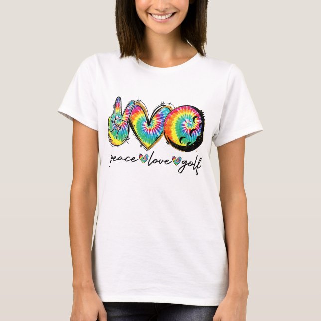 Camiseta Peace Love Golf Funny Tie Dye Golf Amantes (Anverso)