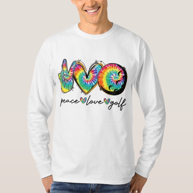 Camiseta Peace Love Golf Funny Tie Dye Golf Amantes (Anverso)