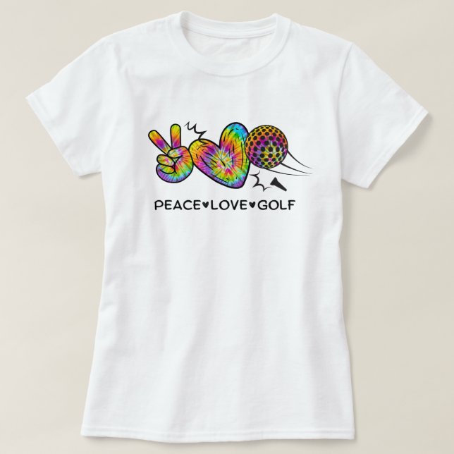 Camiseta Peace Love Golf Tie-Dye (Diseño del anverso)