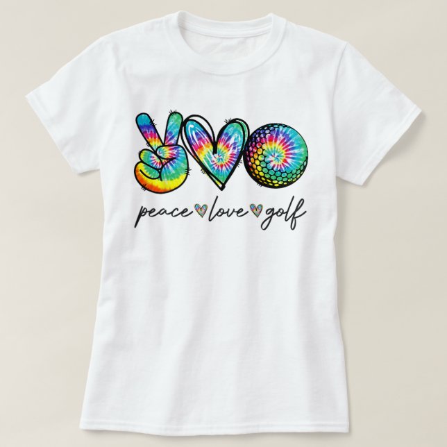 Camiseta Peace Love Golf Tie Dye Cute Golf Amantes (Diseño del anverso)