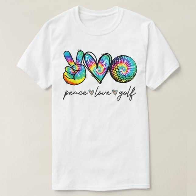 Camiseta Peace Love Golf Tie Dye Cute Golf Amantes (Diseño del anverso)