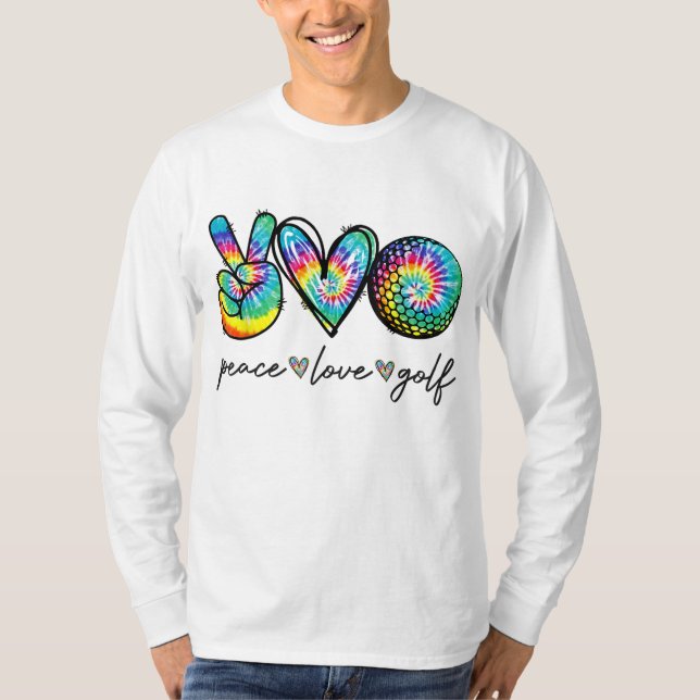 Camiseta Peace Love Golf Tie Dye Cute Golf Amantes (Anverso)