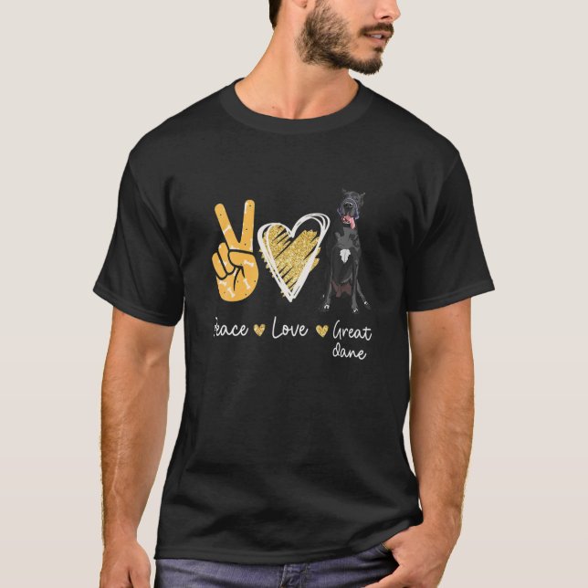 Camiseta Peace Love Great Dane Dog Lovers (Anverso)