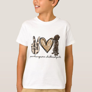 Camiseta Peace Love GSP German Shorthal Pointer Dog Love