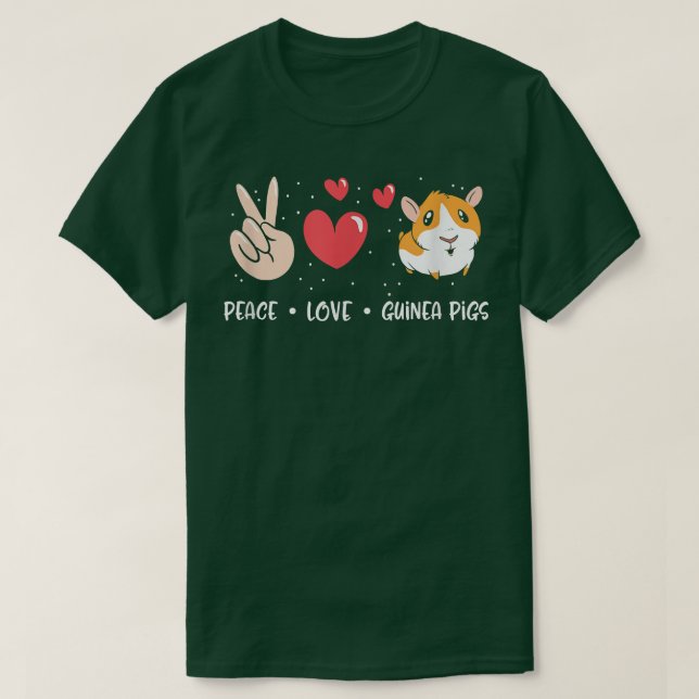 Camiseta Peace Love Guinea Cerdo Cute Mascota Animal Funny  (Diseño del anverso)