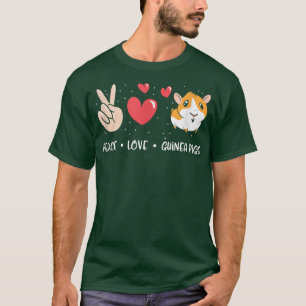 Camiseta Peace Love Guinea Cerdo Cute Mascota Animal Funny