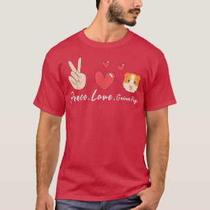 Camiseta Peace Love guinea cerdos Funny guinea Conejillos L