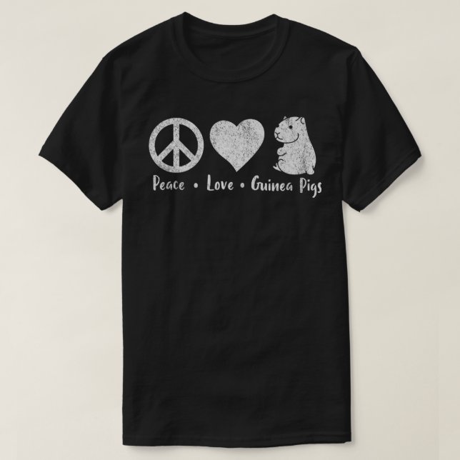 Camiseta Peace Love Guinea Cerdos Lover Wheel Retro Premium (Diseño del anverso)