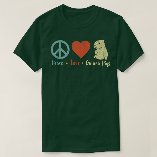 Camiseta Peace Love Guinea Cerdos Lover Wheel Retro Premium (Diseño del anverso)