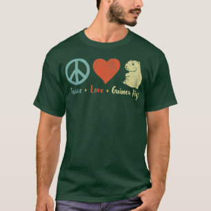 Camiseta Peace Love Guinea Cerdos Lover Wheel Retro Premium