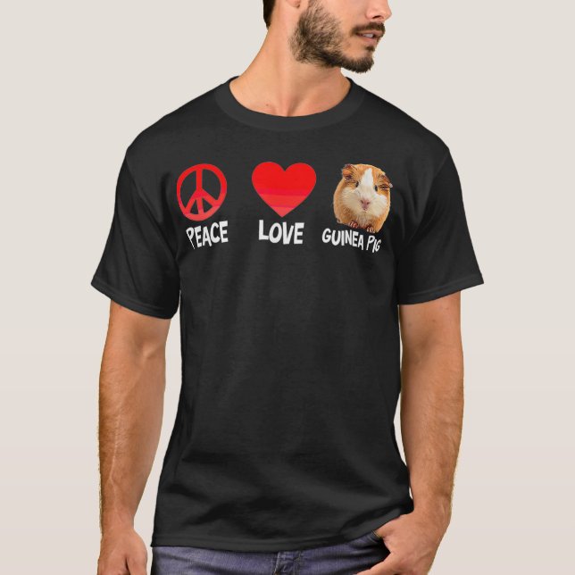 Camiseta Peace Love Guinea Pig Cavy Hamster Art Rodent (Anverso)