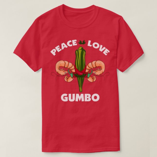 Camiseta Peace Love Gumbo Louisiana (Diseño del anverso)