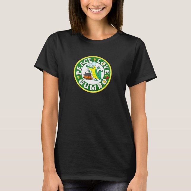 Camiseta Peace Love Gumbo New Orleans Mardi Gras (Anverso)